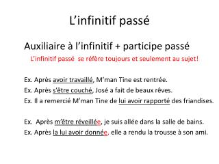 L’infinitif pass é