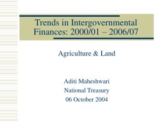 Trends in Intergovernmental Finances: 2000/01 – 2006/07