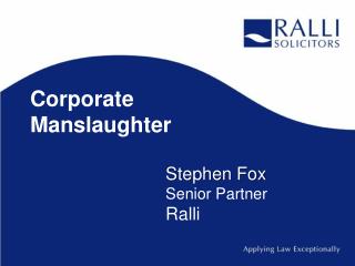 Corporate Manslaughter