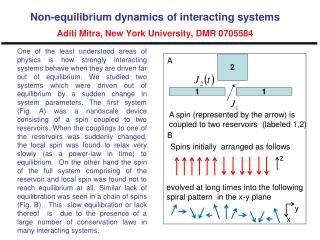 Non-equilibrium dynamics of interacting systems Aditi Mitra, New York University, DMR 0705584