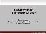 Engineering 381 September 12, 2007