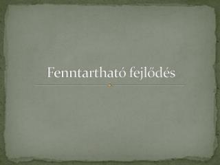 Fenntartható fejlődés