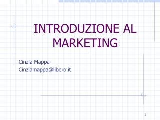 INTRODUZIONE AL MARKETING