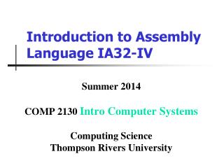 Introduction to Assembly Language IA32-IV