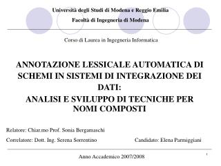 Università degli Studi di Modena e Reggio Emilia Facoltà di Ingegneria di Modena