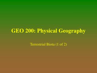 GEO 200: Physical Geography