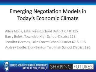 Emerging Negotiation Models in Today’s Economic Climate