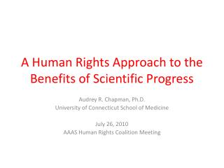 A Human Rights Approach to the Benefits of Scientific Progress