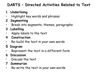 DARTS – Directed Activities Related to Text