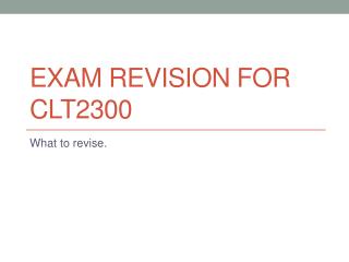 Exam revision for CLT2300