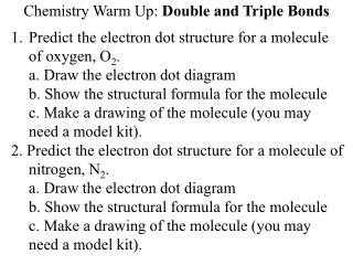 Chemistry Warm Up: Double and Triple Bonds