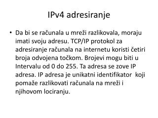 IPv4 adresiranje