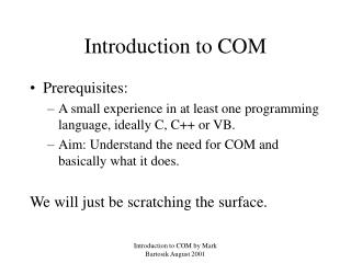 Introduction to COM