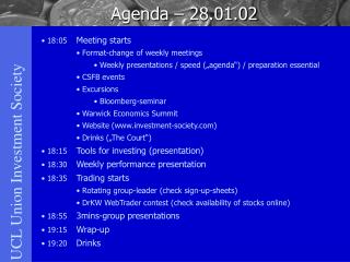 Agenda – 28.01.02