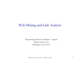 Web Mining and Link Analysis