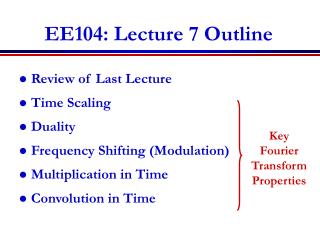 EE104: Lecture 7 Outline