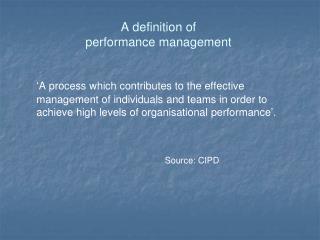 A definition of performance management