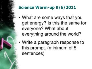Science Warm-up 9/6/2011