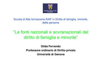 Scuola di Alta formazione AIAF in Diritto di famiglia, minorile, delle persone