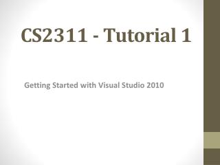 CS2311 - Tutorial 1