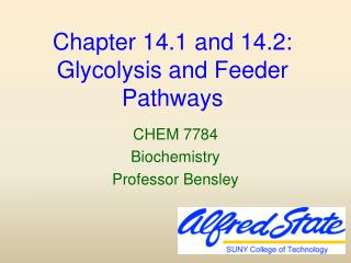 Chapter 14.1 and 14.2: Glycolysis and Feeder Pathways