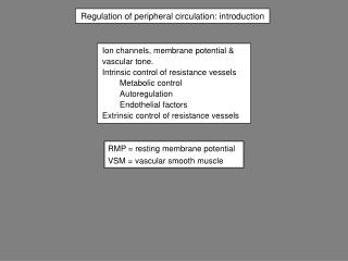 Regulation of peripheral circulation: introduction