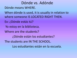 Dónde vs. Adónde