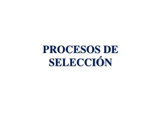 PROCESOS DE SELECCIÓN