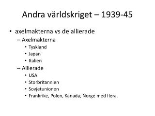 Andra världskriget – 1939-45