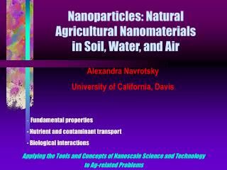 Nanoparticles: Natural Agricultural Nanomaterials in Soil, Water, and Air