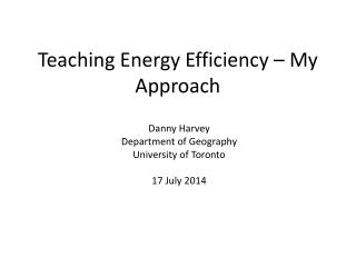 Teaching Energy Efficiency – My Approach