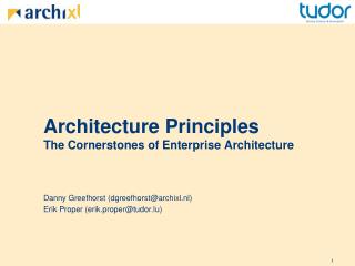 Architecture Principles The Cornerstones of Enterprise Architecture