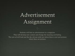 Advertisement Assignment