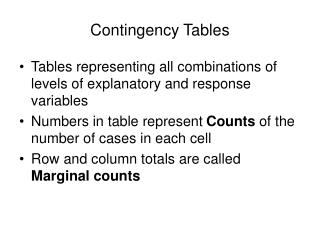 Contingency Tables