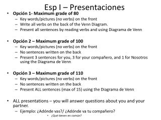 Esp I – Presentaciones