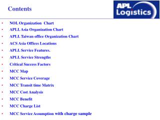 NOL Organization Chart APLL Asia Organization Chart APLL Taiwan office Organization Chart