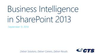 Business Intelligence in SharePoint 2013