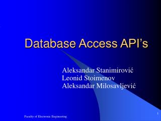 Database Access API’s