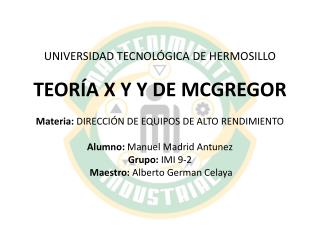 TEORÍA X Y Y DE MCGREGOR
