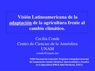 Visión Latinoamericana de la adaptación de la agricultura frente al cambio climático.