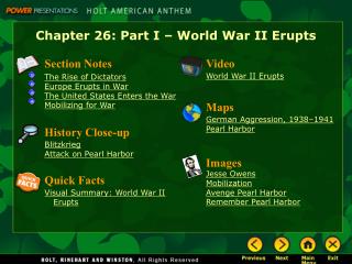 Chapter 26: Part I – World War II Erupts