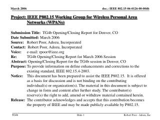 Project: IEEE P802.15 Working Group for Wireless Personal Area Networks (WPANs)