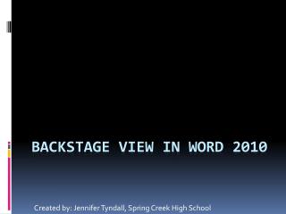 Backstage view in word 2010