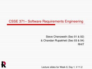 CSSE 371– Software Requirements Engineering
