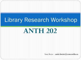 Library Research Workshop