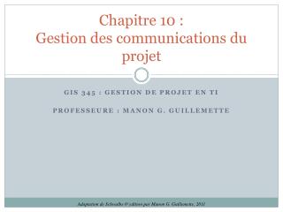 Chapitre 10 : Gestion des communications du projet