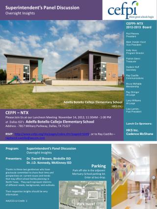 CEFPI – NTX Please Join Us at our Luncheon Meeting November 14, 2012; 11:30AM - 1:00 PM