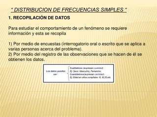 “ DISTRIBUCION DE FRECUENCIAS SIMPLES “