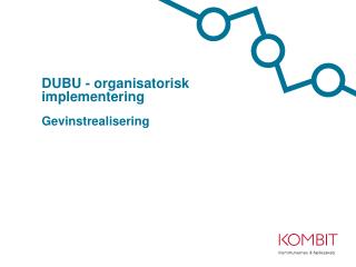 DUBU - organisatorisk implementering Gevinstrealisering