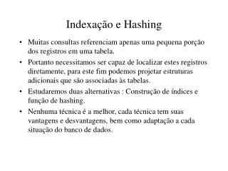 Indexação e Hashing